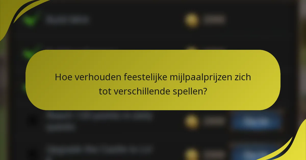 Hoe verhouden feestelijke mijlpaalprijzen zich tot verschillende spellen?