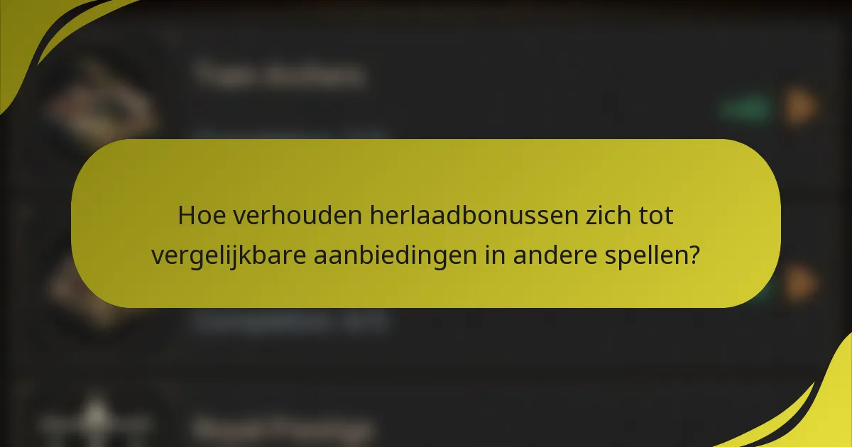 Hoe verhouden herlaadbonussen zich tot vergelijkbare aanbiedingen in andere spellen?