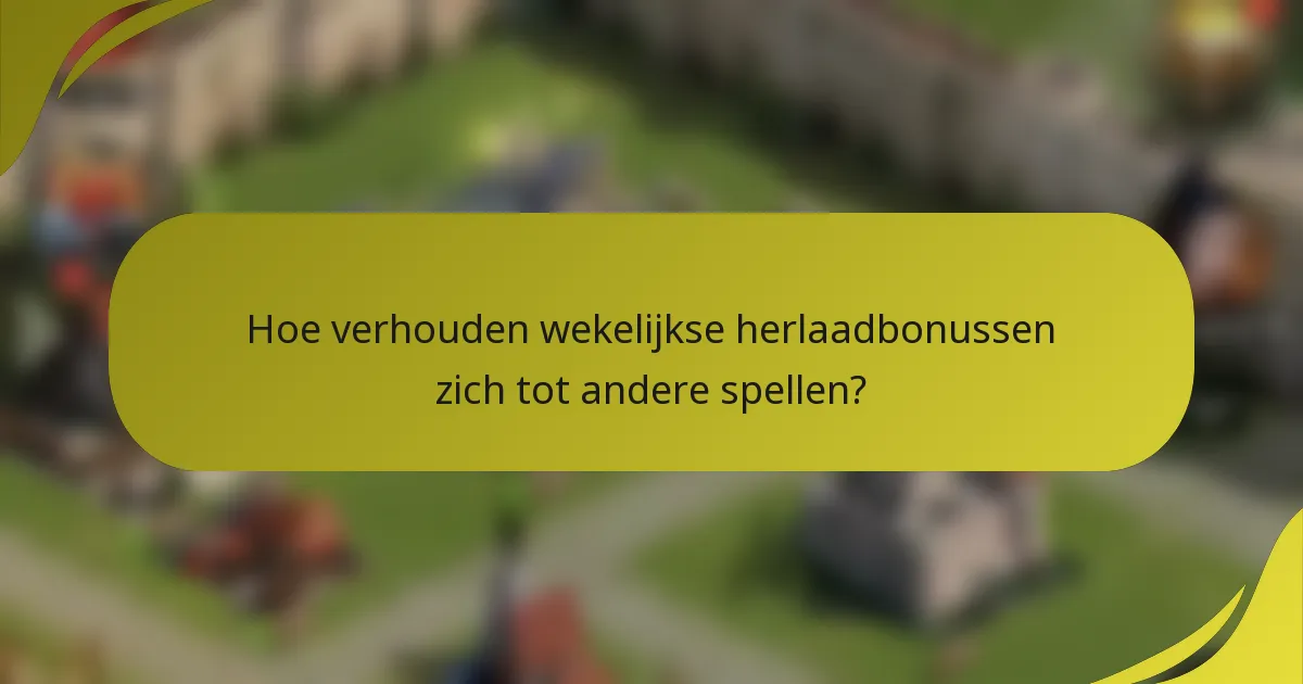 Hoe verhouden wekelijkse herlaadbonussen zich tot andere spellen?
